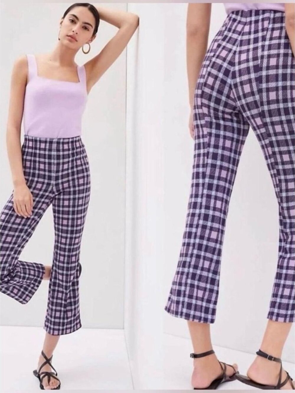 Anthropologie Maeve Purple Plaid Pant - NEW!